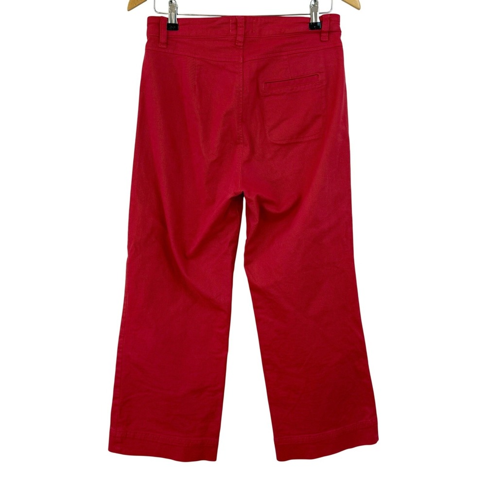 Marine Layer BRIDGET Red Wide‎ Leg Cropped Pants High Waisted WOMEN 4 - Picture 5 of 11